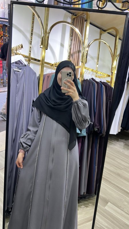 جلباب شرعي مع خطين دانتيل